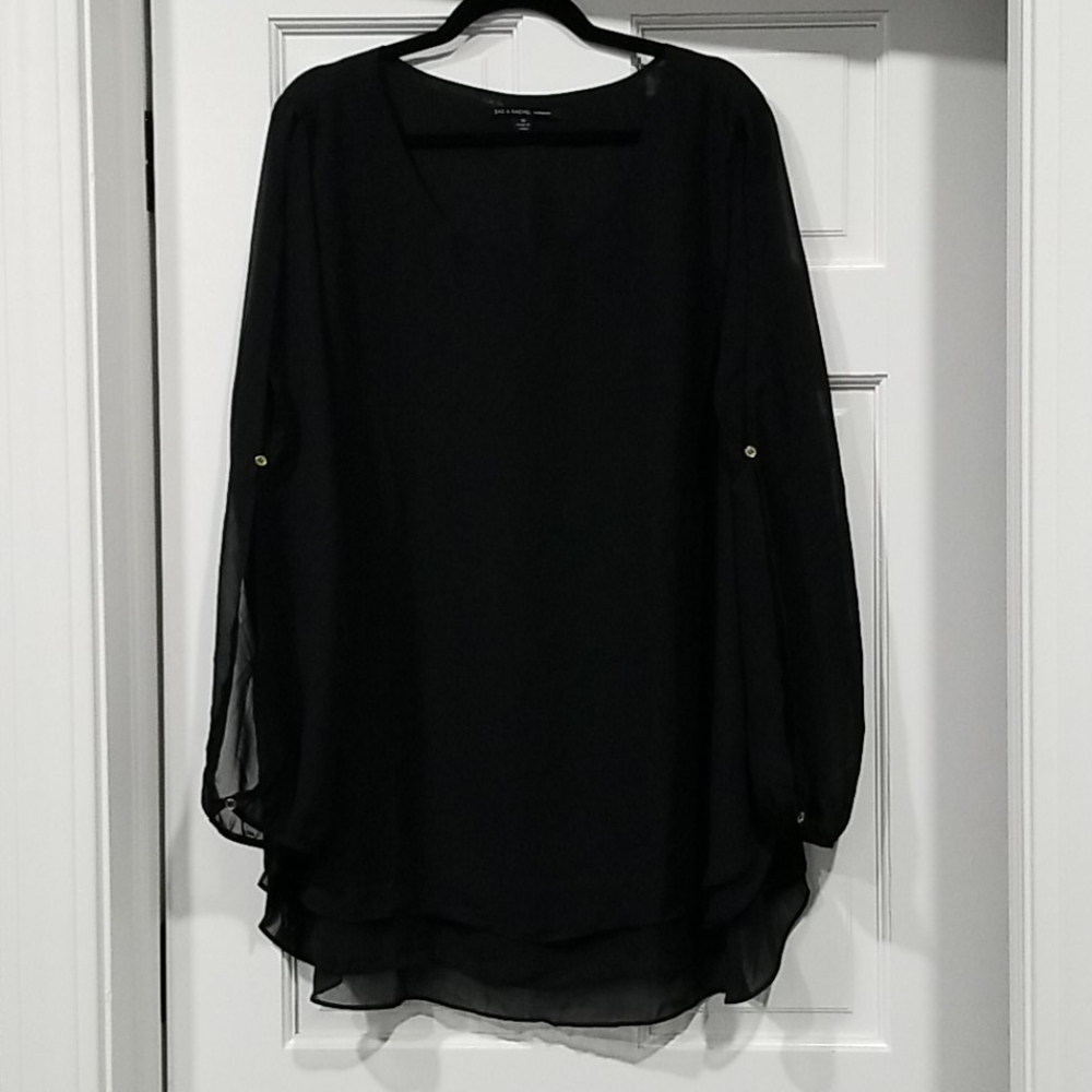 Zac & Rachel Woman 3X Black Top, Long Open Sleeves